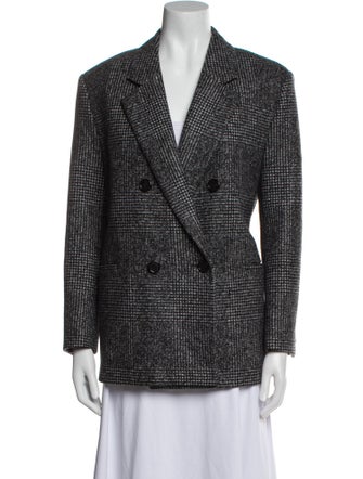 Saint Laurent Wool Houndstooth Print Blazer