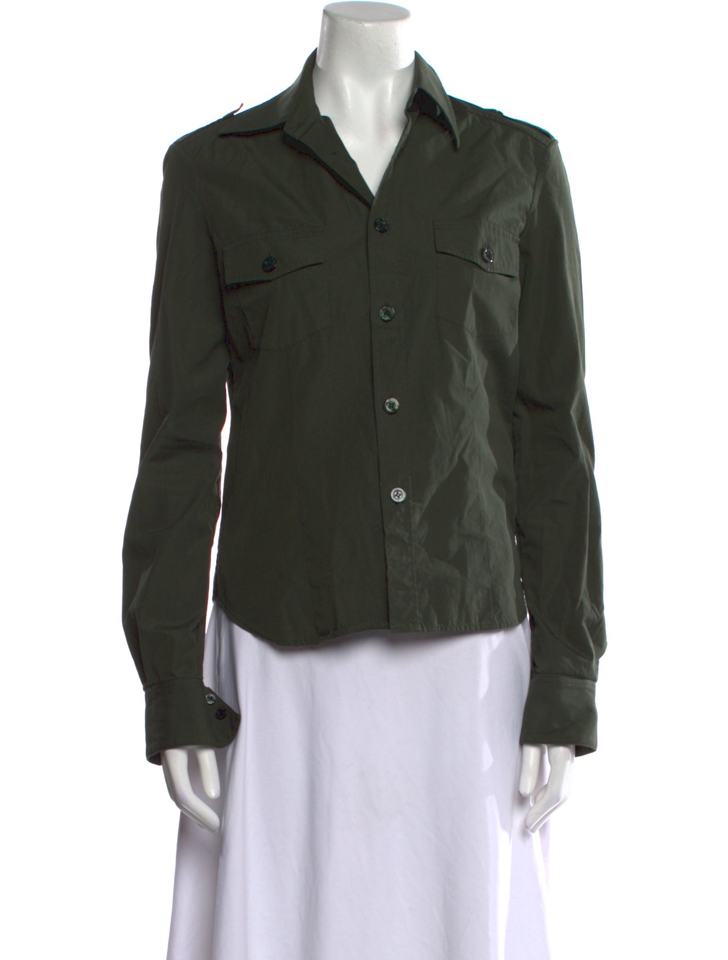 Saint Laurent Long Sleeve Button-Up Top