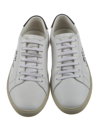 Saint Laurent Leather Embroidered Accent Sneakers