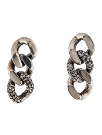 Saint Laurent Crystal Thick Curb Chain Drop Earrings