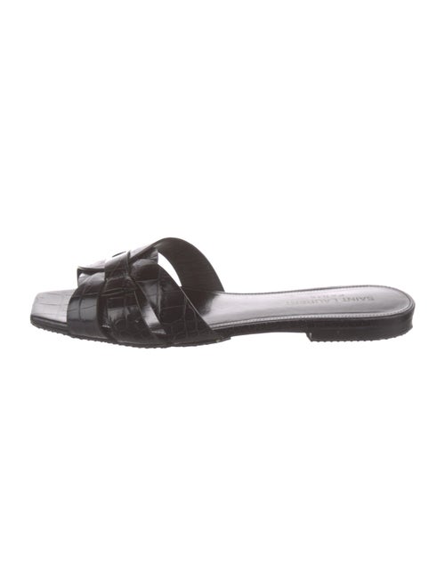 Saint Laurent Embossed Leather Slides