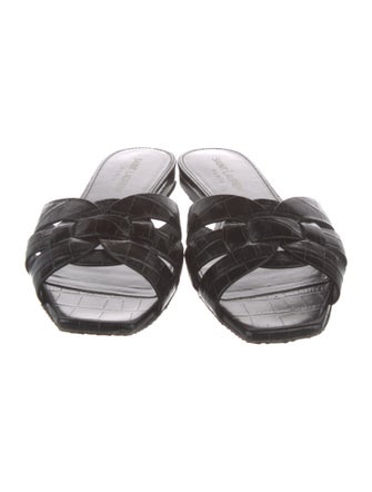 Saint Laurent Embossed Leather Slides