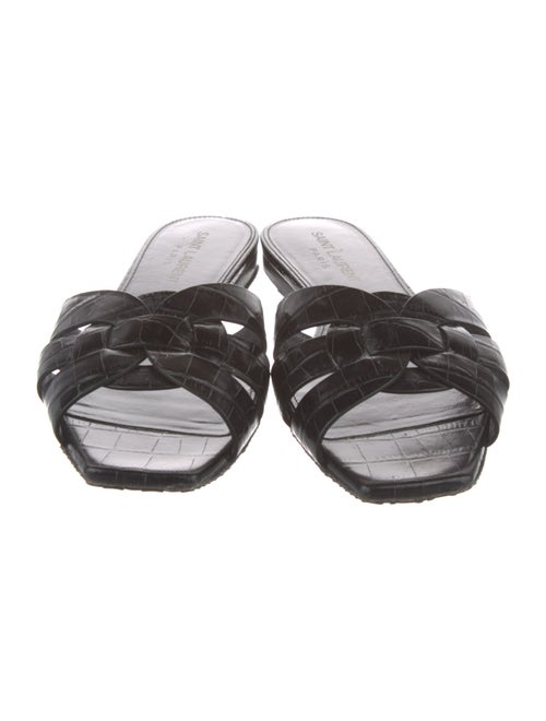 Saint Laurent Embossed Leather Slides