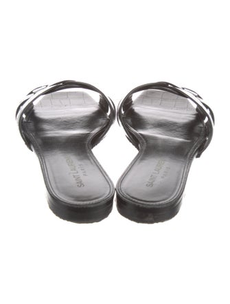 Saint Laurent Embossed Leather Slides