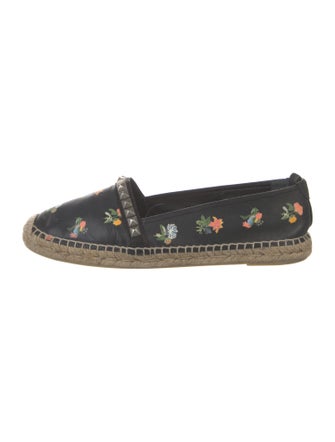 Saint Laurent Leather Floral Print Espadrilles