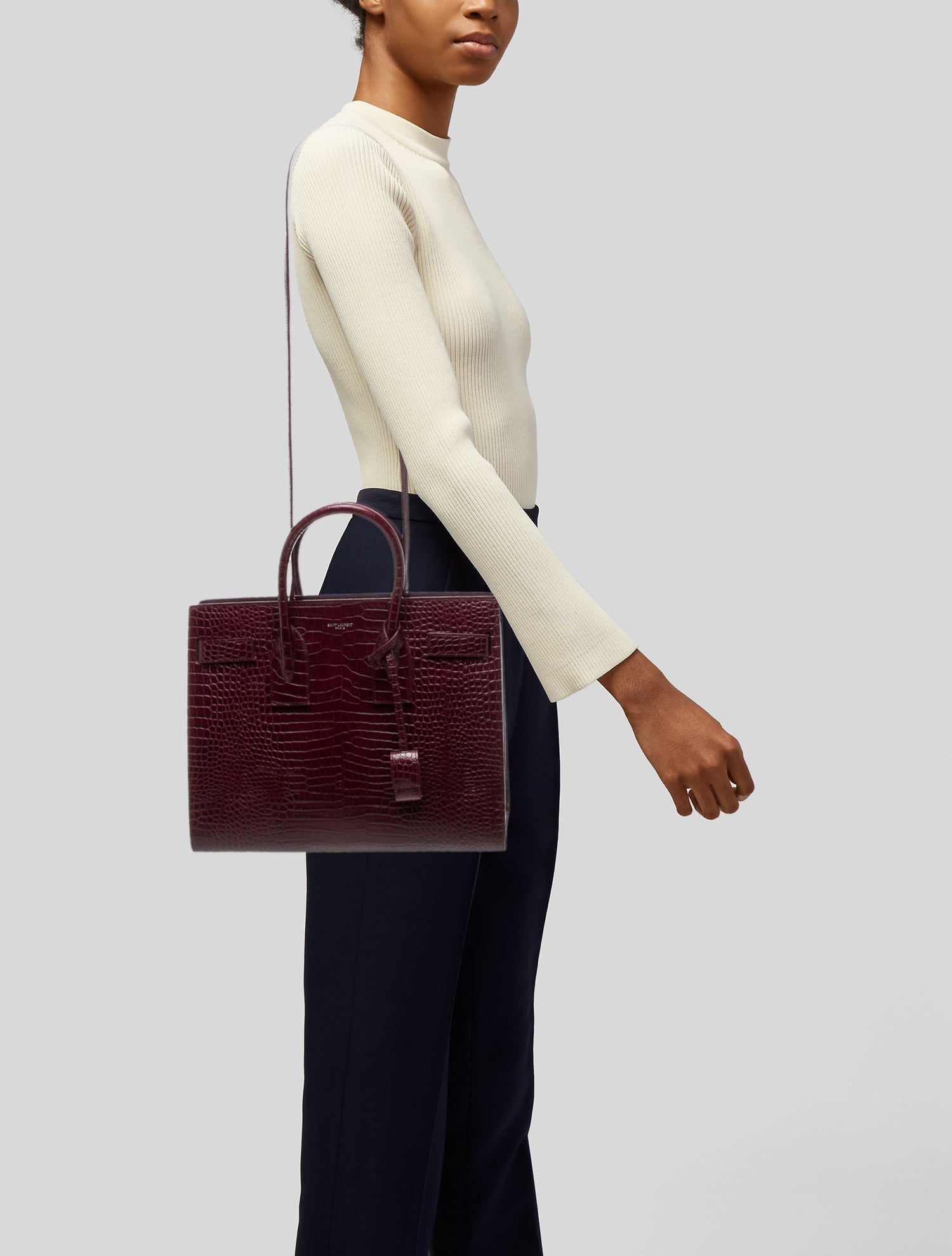 Saint Laurent Embossed Leather Sac De Jour Small