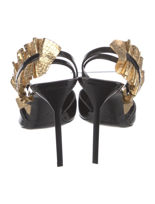 Saint Laurent Patent Leather Ruffle Embellishment Slingback Pumps