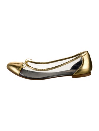 Saint Laurent Leather Bow Accents Ballet Flats