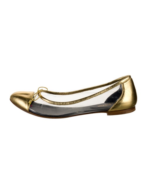 Saint Laurent Leather Bow Accents Ballet Flats