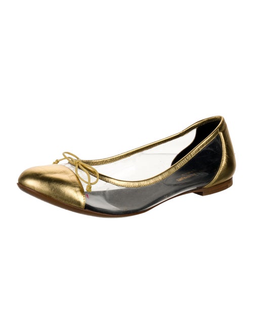 Saint Laurent Leather Bow Accents Ballet Flats