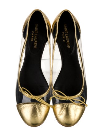 Saint Laurent Leather Bow Accents Ballet Flats