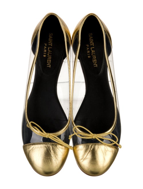Saint Laurent Leather Bow Accents Ballet Flats