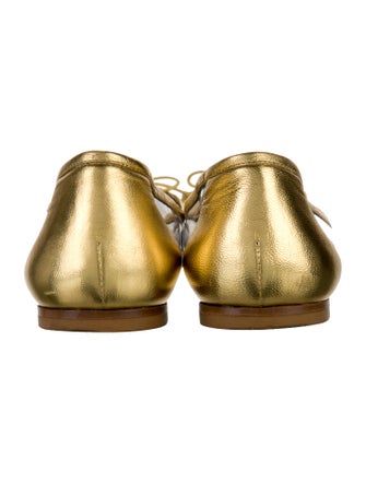 Saint Laurent Leather Bow Accents Ballet Flats