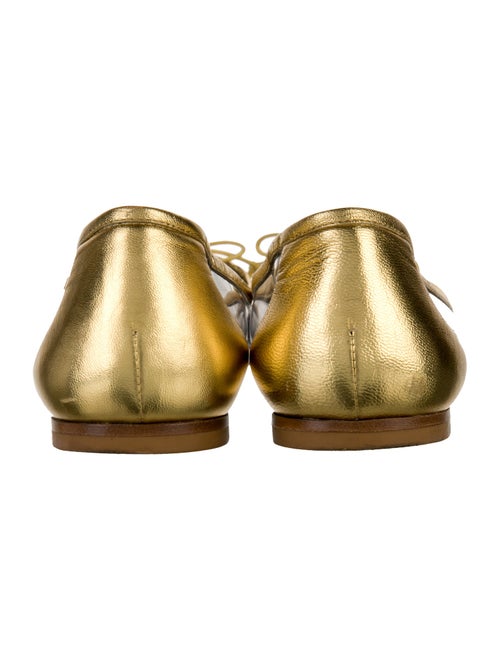 Saint Laurent Leather Bow Accents Ballet Flats