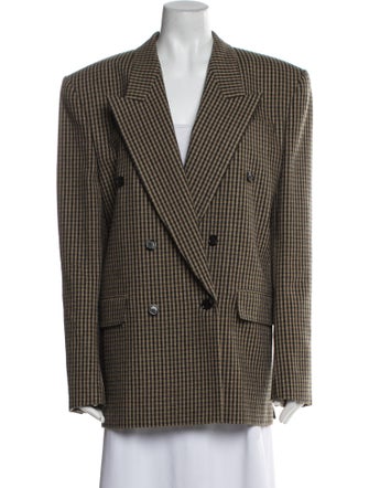 Saint Laurent Wool Plaid Print Blazer