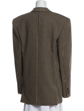 Saint Laurent Wool Plaid Print Blazer