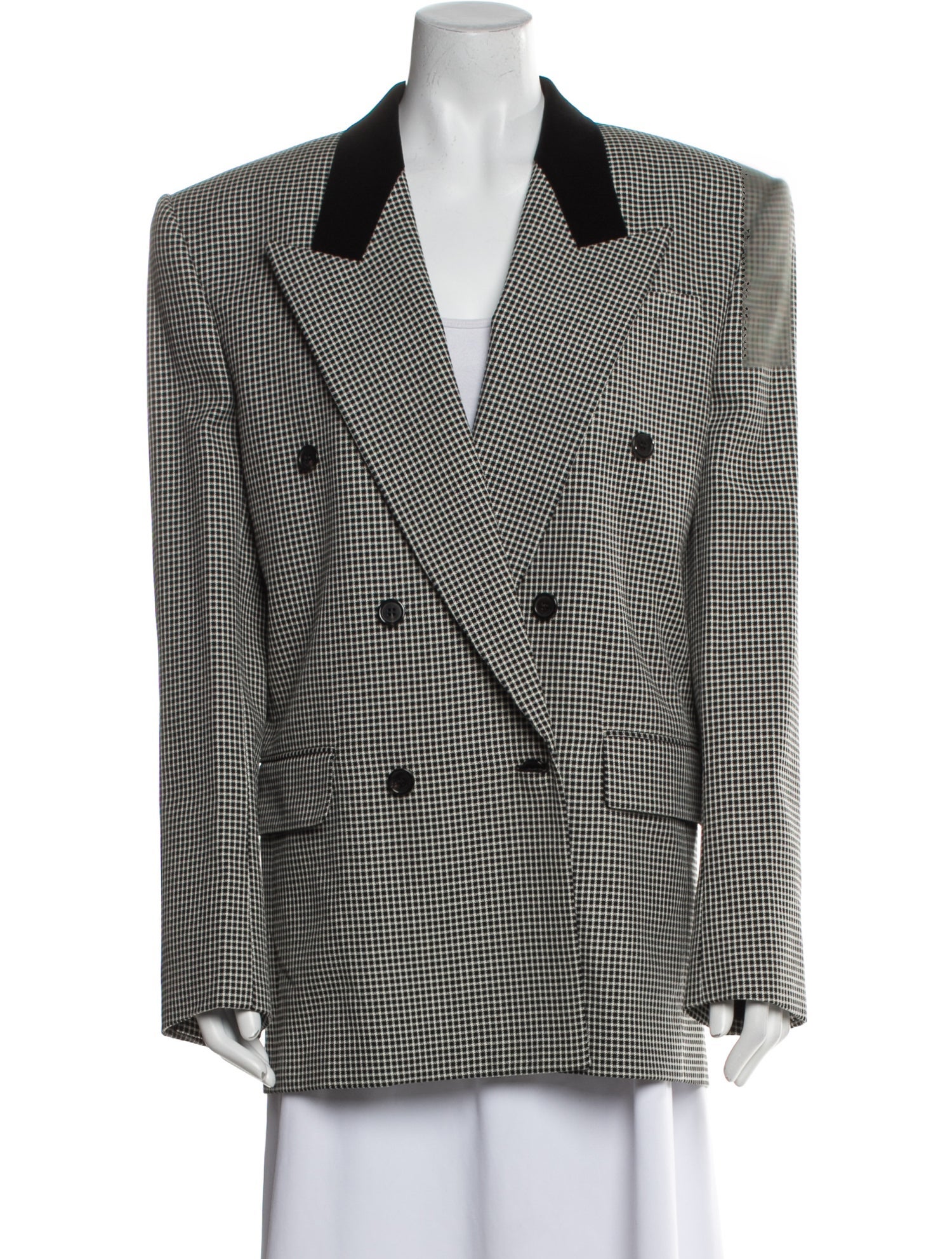 Saint Laurent Wool Plaid Print Blazer