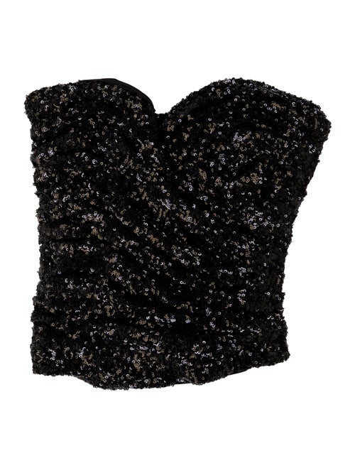 Saint Laurent Patterned Strapless Crop Top