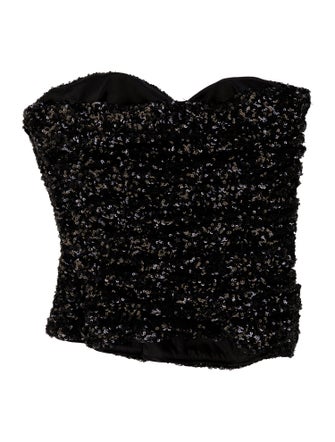 Saint Laurent Patterned Strapless Crop Top