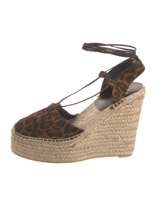 Saint Laurent Suede Animal Print T-Strap Pumps