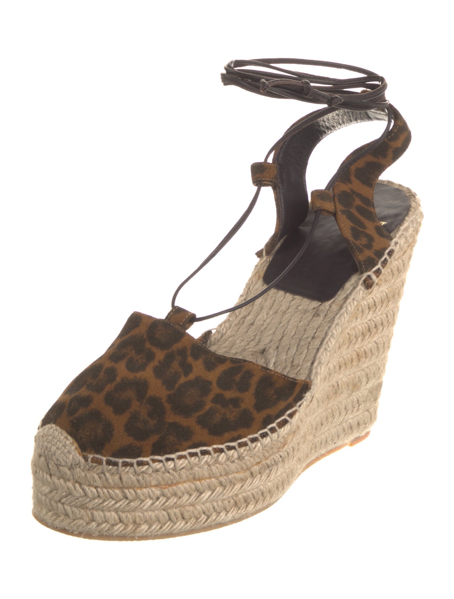 Saint Laurent Suede Animal Print T-Strap Pumps