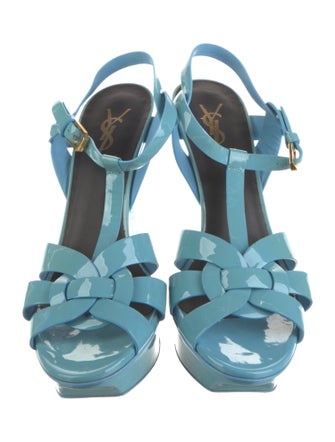 Saint Laurent Patent Leather T-Strap Sandals