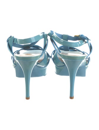 Saint Laurent Patent Leather T-Strap Sandals