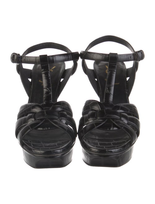 Saint Laurent Embossed Leather T-Strap Sandals