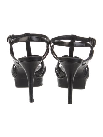 Saint Laurent Embossed Leather T-Strap Sandals