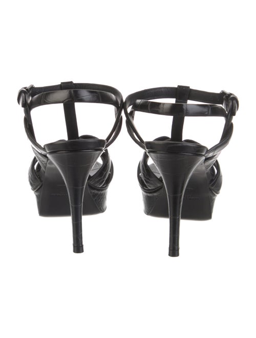 Saint Laurent Embossed Leather T-Strap Sandals