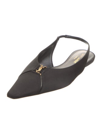 Saint Laurent Satin Bow Accents Slingback Flats
