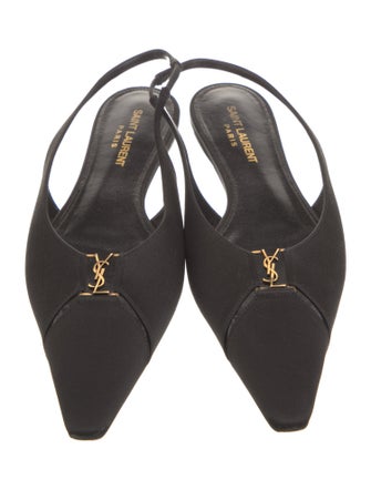 Saint Laurent Satin Bow Accents Slingback Flats