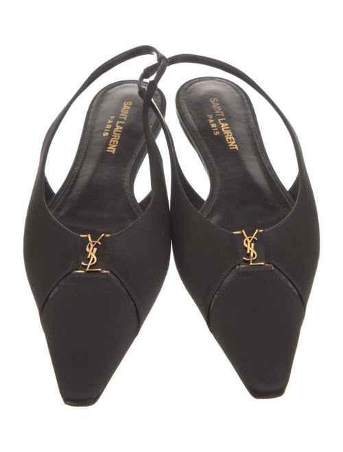 Saint Laurent Satin Bow Accents Slingback Flats