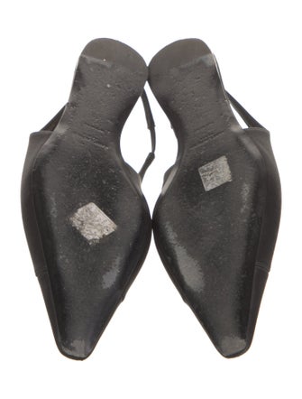 Saint Laurent Satin Bow Accents Slingback Flats