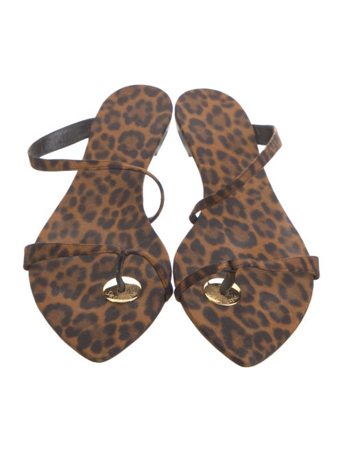 Saint Laurent Leather Animal Print Slides
