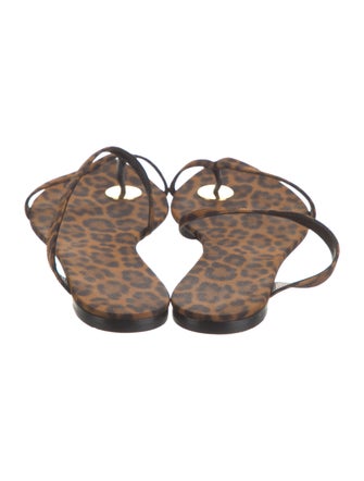 Saint Laurent Leather Animal Print Slides