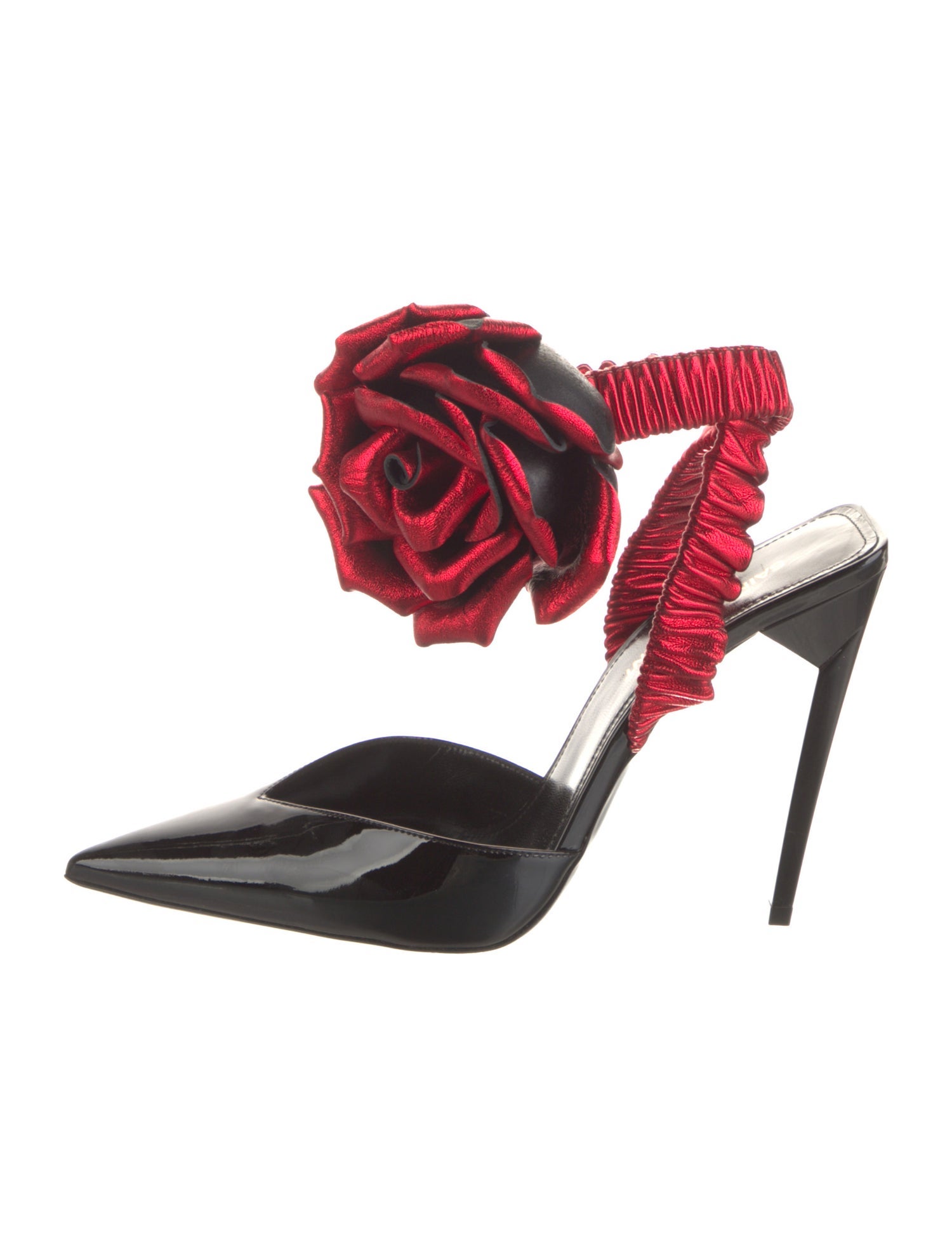 Saint Laurent Patent Leather Floral Print Mules