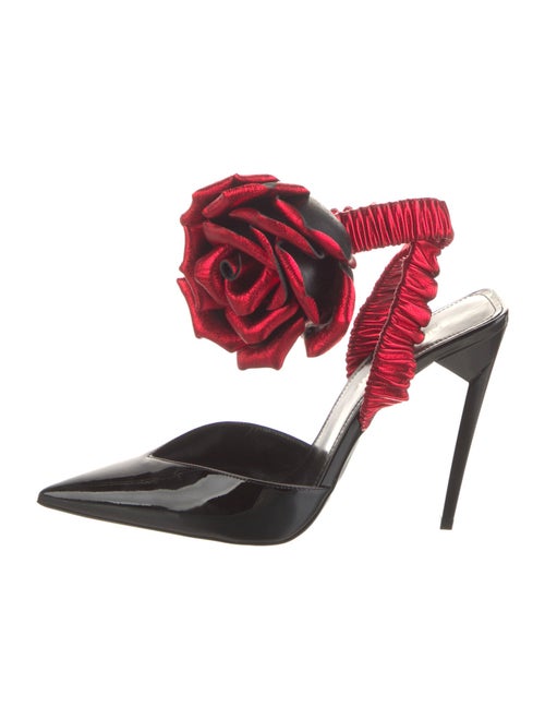 Saint Laurent Patent Leather Floral Print Mules