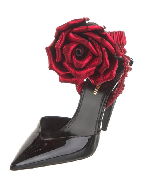 Saint Laurent Patent Leather Floral Print Mules