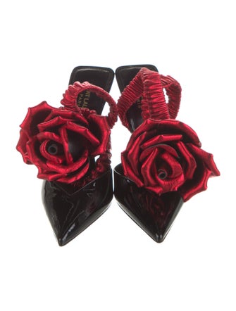 Saint Laurent Patent Leather Floral Print Mules