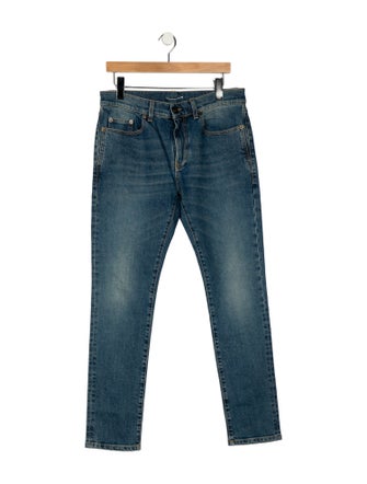Saint Laurent Mid-Rise Straight Leg Jeans