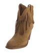 Saint Laurent Suede Fringe Trim Accent Western Boots