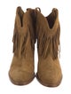 Saint Laurent Suede Fringe Trim Accent Western Boots