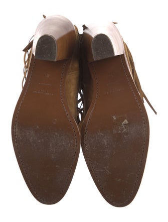 Saint Laurent Suede Fringe Trim Accent Western Boots