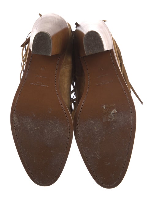 Saint Laurent Suede Fringe Trim Accent Western Boots