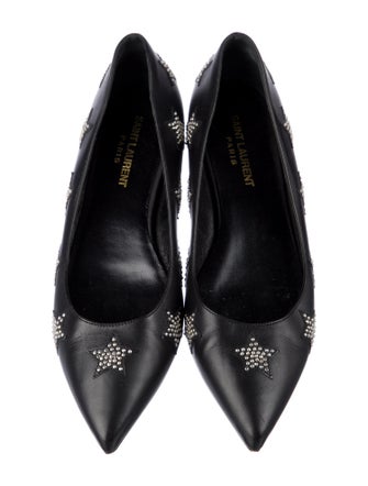 Saint Laurent Leather Studded Accents Flats