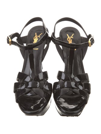 Saint Laurent Patent Leather T-Strap Sandals
