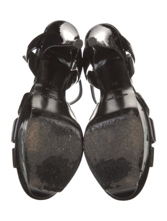 Saint Laurent Patent Leather T-Strap Sandals