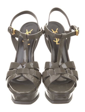Saint Laurent Patent Leather T-Strap Sandals