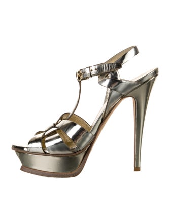 Saint Laurent Leather T-Strap Sandals